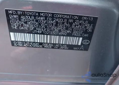 2014 Lexus Is 250 from USA, damaged, VIN JTHBF1D21E5014992